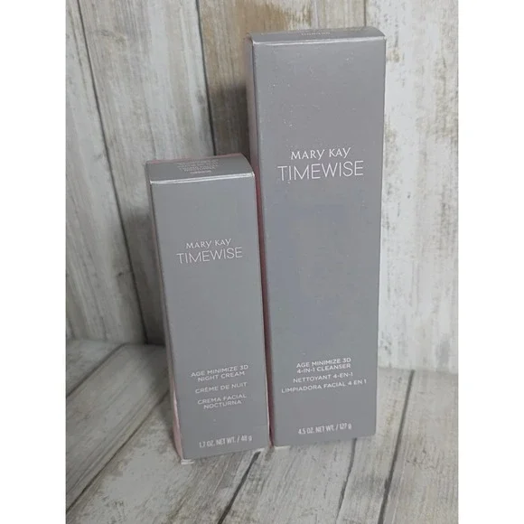 Mary Kay TimeWise Age Minimize 3D 4-In-1 Cleanser & Night Cream Set New - Picture 2 of 8